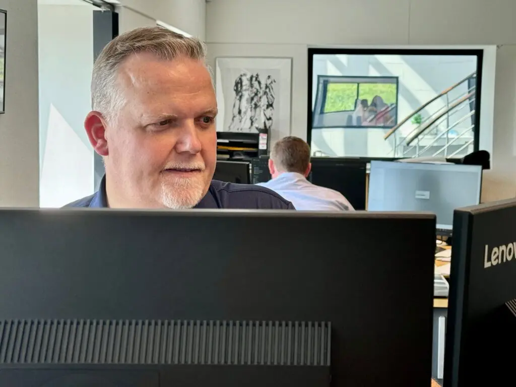 Henrik Blæsbjerg providing expert technical support for poultry systems at LANDMECO’s Ølgod headquarters.