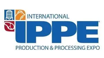 IPPE International Production & Processing Expo logo with poultry, grain, and meat industry icons.