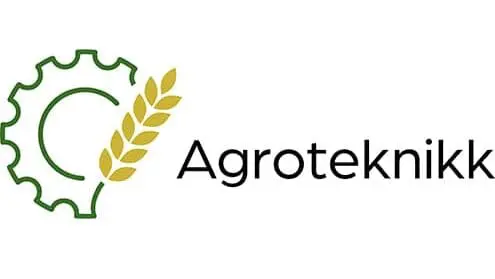 Agroteknikk logo with a green gear and golden wheat ear, representing agricultural technology and poultry innovation.