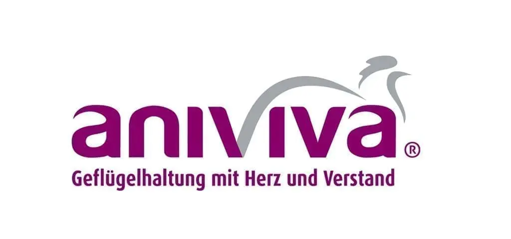 Aniviva logo with a stylized bird icon and German tagline: Geflügelhaltung mit Herz und Verstand.