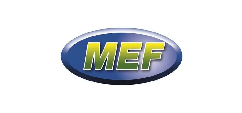 Blue oval logo with yellow-green MEF text, a symbol of LANDMECO's trusted poultry equipment manufacturing.