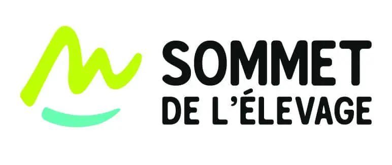 Logo for Sommet de l’Élevage livestock exhibition featuring a stylized green mountain and teal curve.