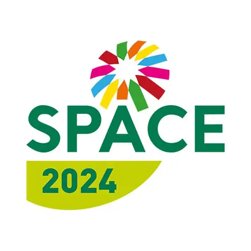 Official SPACE 2024 logo featuring a colorful circular arrow design and green text for the livestock trade show.
