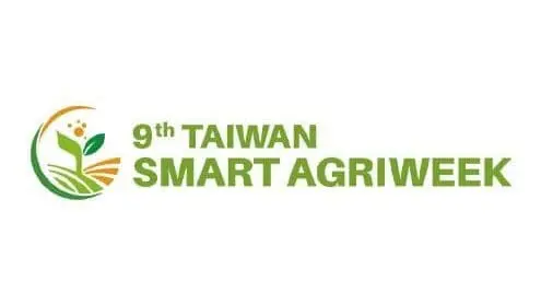 Logo for 9th Taiwan Smart Agriweek, featuring a stylized plant sprout icon and green agricultural typography.