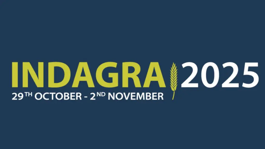 INDAGRA 2025 event graphic for LANDMECO’s poultry equipment exhibition in Bucharest, Romania, Oct 29 – Nov 2.