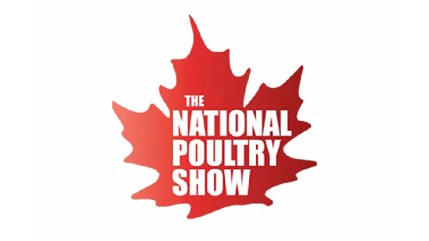 The National Poultry Show logo featuring a red maple leaf, representing the 2026 event in London, Ontario.