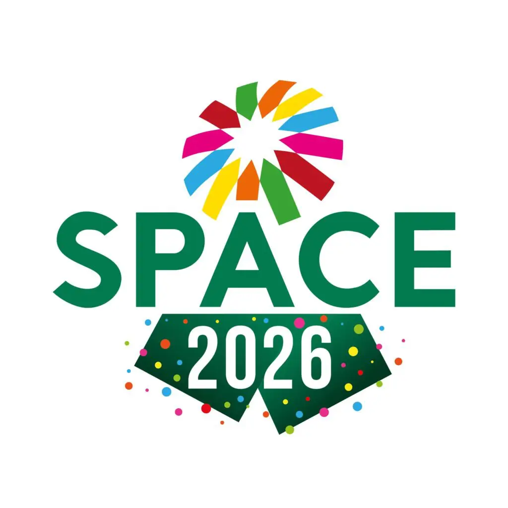 Official SPACE 2026 logo featuring a colorful sun icon and green typography for the livestock exhibition in Rennes.