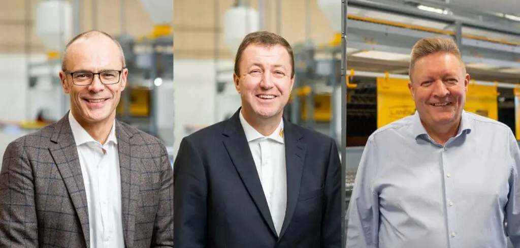 Tre eksperter fra LANDMECO: Anders Kristian Andersen, Alex Dybdal og Tommy Krogh til fjerkræmessen VIV Europe.