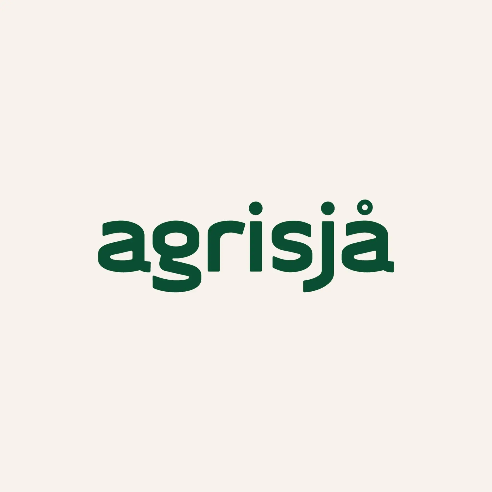 Dark green 'agrisjå' text logo on a cream background.