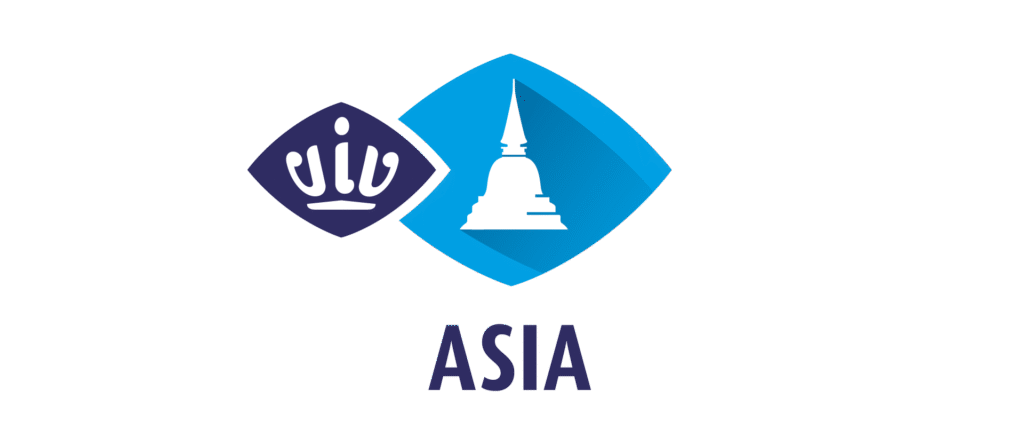 Official logo for VIV Asia featuring a dark blue diamond with stylized VIV lettering and a light blue diamond with a white Thai stupa silhouette above the word ASIA.