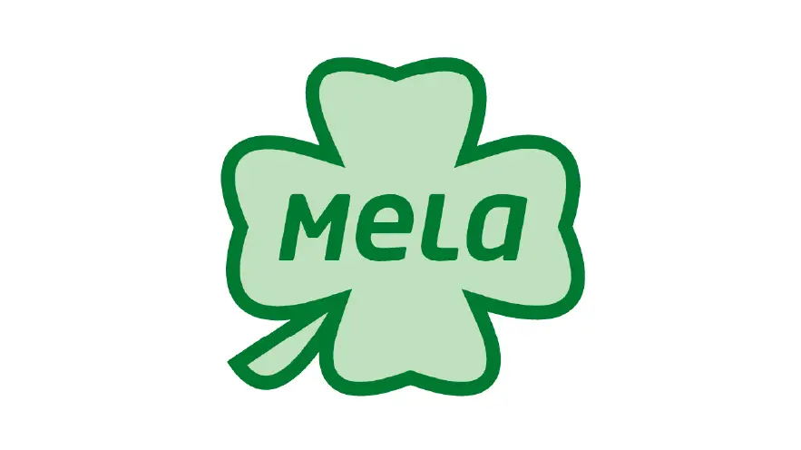 A green four-leaf clover logo with the text MeLa inside.