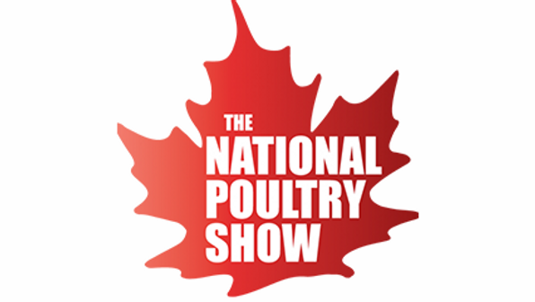 Logo for The National Poultry Show featuring a red maple leaf, representing Canada’s premier poultry industry event.
