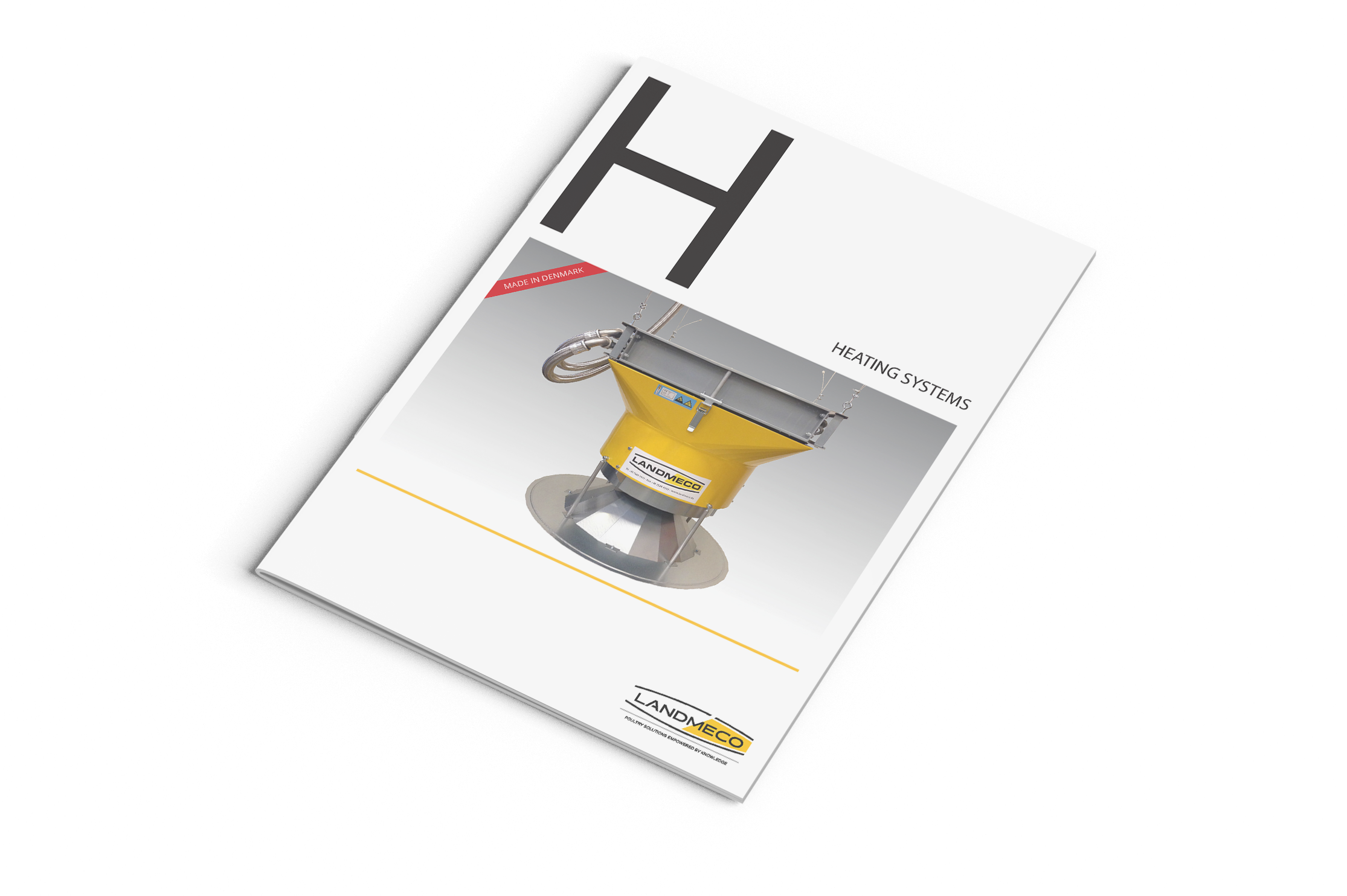 LANDMECO Heating Systems brochure featuring the Calori-Air heater for poultry houses and livestock buildings.