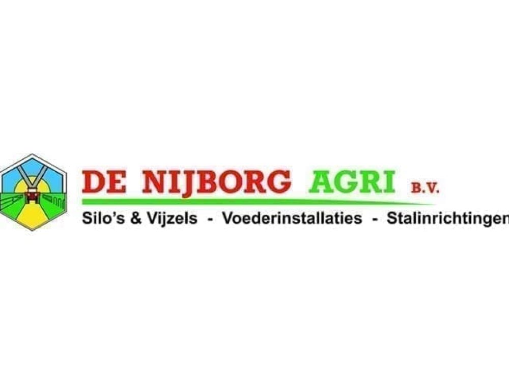 Logo for De Nijborg Agri B.V., specializing in poultry silos, feeding systems, and stable equipment.